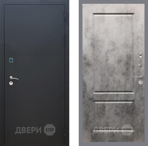 Входная металлическая Дверь Рекс (REX) 1A Черный Муар FL-117 Бетон темный