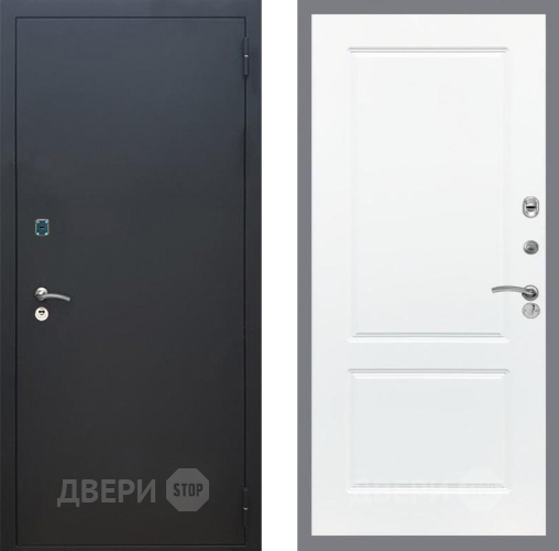 Входная металлическая Дверь Рекс (REX) 1A Черный Муар FL-117 Силк Сноу