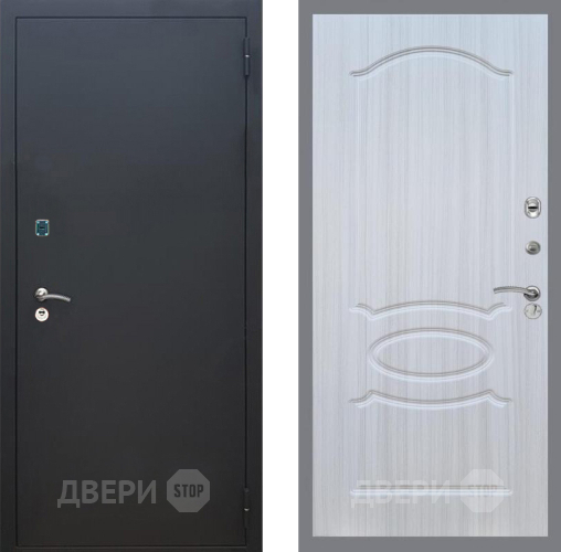 Входная металлическая Дверь Рекс (REX) 1A Черный Муар FL-128 Сандал белый