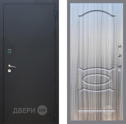 Входная металлическая Дверь Рекс (REX) 1A Черный Муар FL-128 Сандал грей