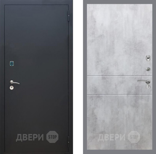 Входная металлическая Дверь Рекс (REX) 1A Черный Муар FL-290 Бетон светлый