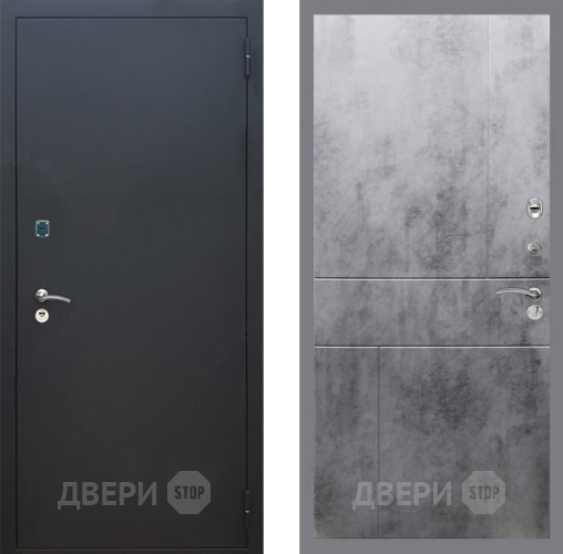 Входная металлическая Дверь Рекс (REX) 1A Черный Муар FL-290 Бетон темный