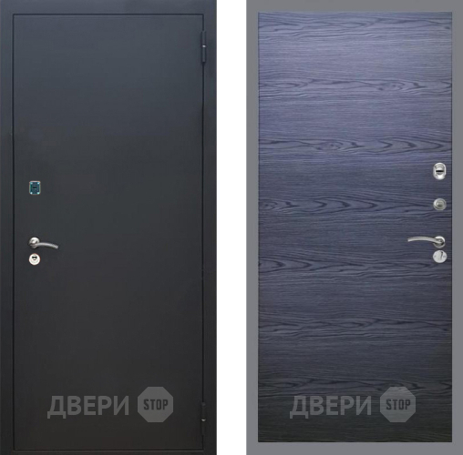 Входная металлическая Дверь Рекс (REX) 1A Черный Муар GL Дуб тангенальный черный