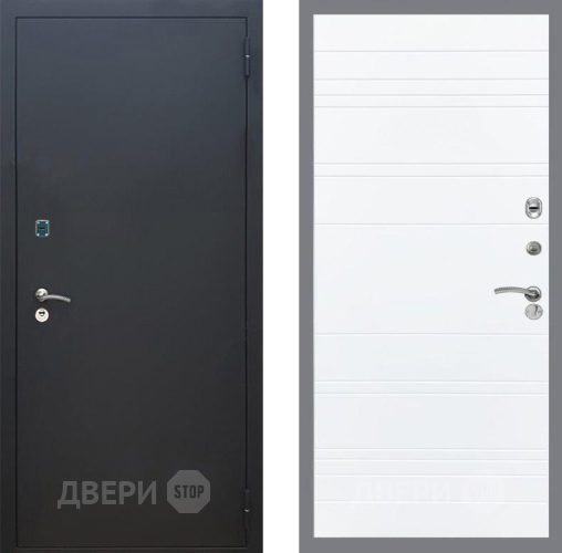 Входная металлическая Дверь Рекс (REX) 1A Черный Муар Line Силк Сноу