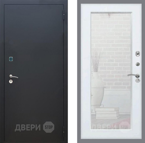 Входная металлическая Дверь Рекс (REX) 1A Черный Муар Зеркало Пастораль Белый ясень