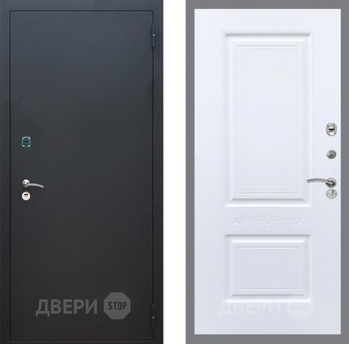 Входная металлическая Дверь Рекс (REX) 1A Черный Муар Смальта Силк Сноу