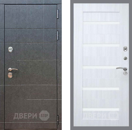 Входная металлическая Дверь Рекс (REX) 21 СБ-14 стекло белое Сандал белый