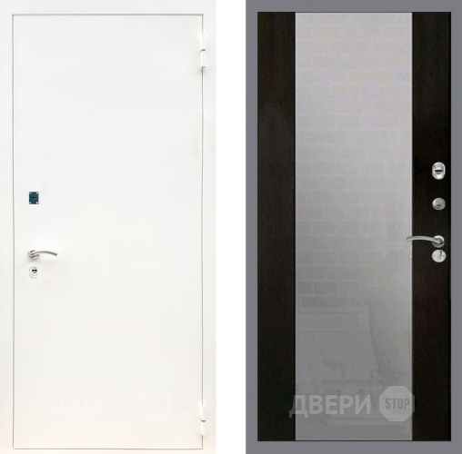 Входная металлическая Дверь Рекс (REX) 1А Белая шагрень СБ-16 Зеркало Венге