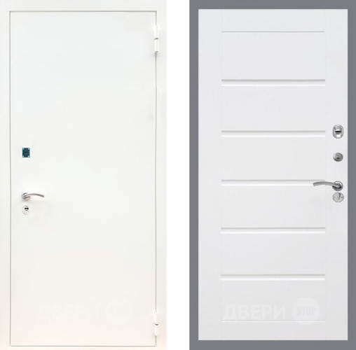 Входная металлическая Дверь Рекс (REX) 1А Белая шагрень Сити Белый ясень