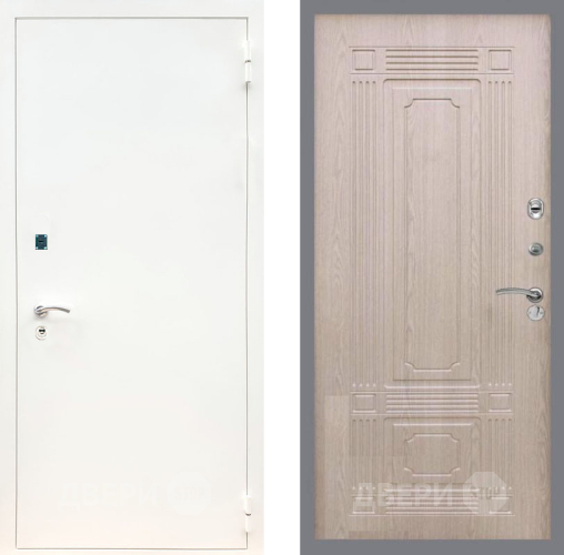 Входная металлическая Дверь Рекс (REX) 1А Белая шагрень FL-2 Беленый дуб