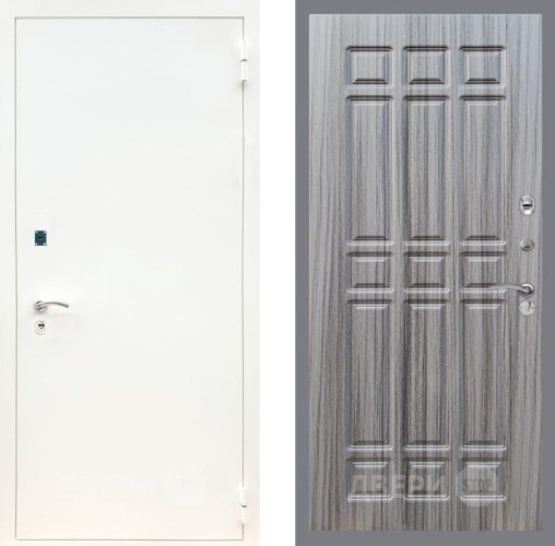 Входная металлическая Дверь Рекс (REX) 1А Белая шагрень FL-33 Сандал грей