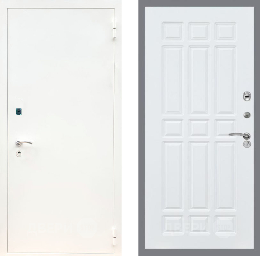 Входная металлическая Дверь Рекс (REX) 1А Белая шагрень FL-33 Силк Сноу