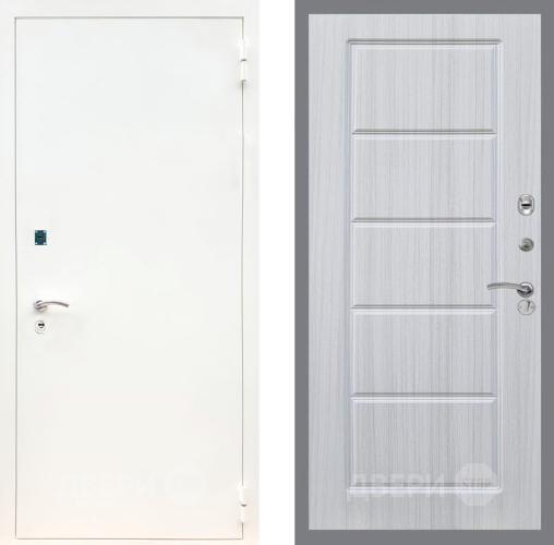 Входная металлическая Дверь Рекс (REX) 1А Белая шагрень FL-39 Сандал белый