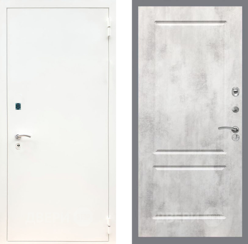Входная металлическая Дверь Рекс (REX) 1А Белая шагрень FL-117 Бетон светлый