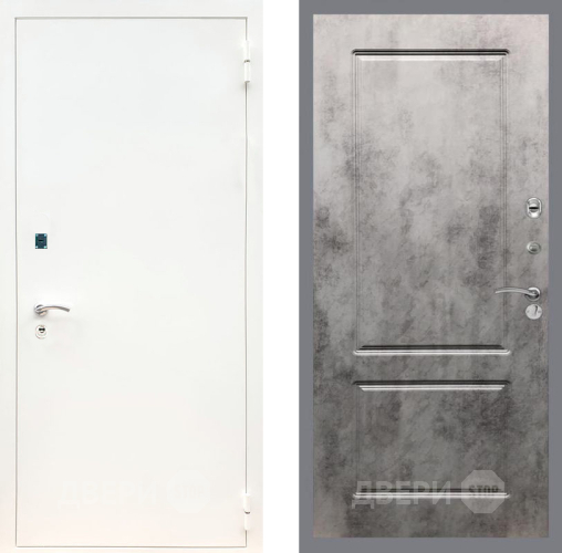 Входная металлическая Дверь Рекс (REX) 1А Белая шагрень FL-117 Бетон темный