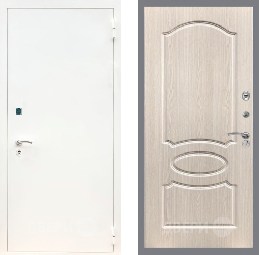 Входная металлическая Дверь Рекс (REX) 1А Белая шагрень FL-128 Беленый дуб