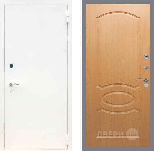 Входная металлическая Дверь Рекс (REX) 1А Белая шагрень FL-128 Дуб