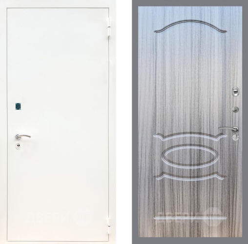 Входная металлическая Дверь Рекс (REX) 1А Белая шагрень FL-128 Сандал грей