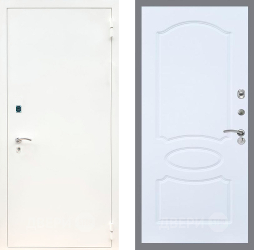 Входная металлическая Дверь Рекс (REX) 1А Белая шагрень FL-128 Силк Сноу