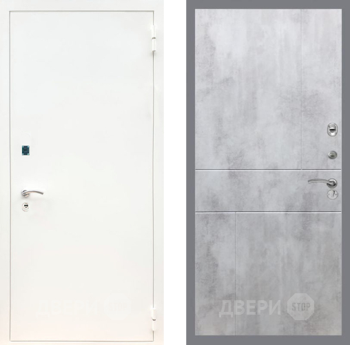 Входная металлическая Дверь Рекс (REX) 1А Белая шагрень FL-290 Бетон светлый