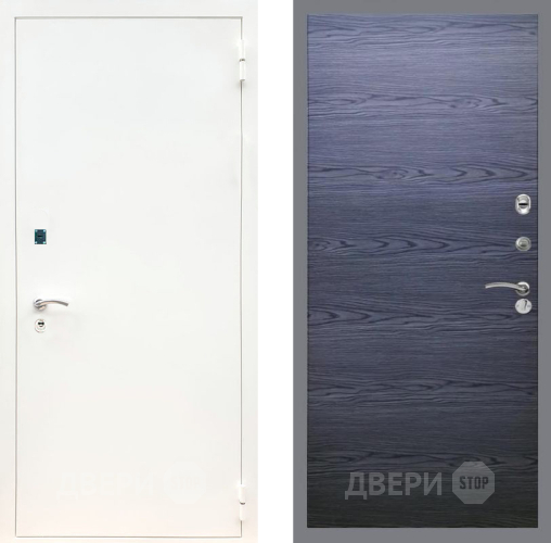 Входная металлическая Дверь Рекс (REX) 1А Белая шагрень GL Дуб тангенальный черный