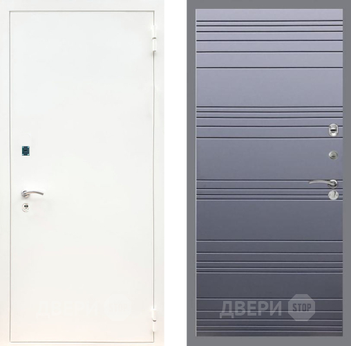 Входная металлическая Дверь Рекс (REX) 1А Белая шагрень Line Силк титан