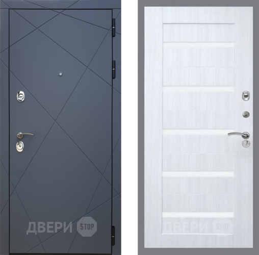 Входная металлическая Дверь Рекс (REX) 13 Силк Титан СБ-14 стекло белое Сандал белый