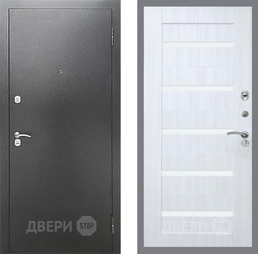 Входная металлическая Дверь Рекс (REX) Сити СБ-14 стекло белое Сандал белый