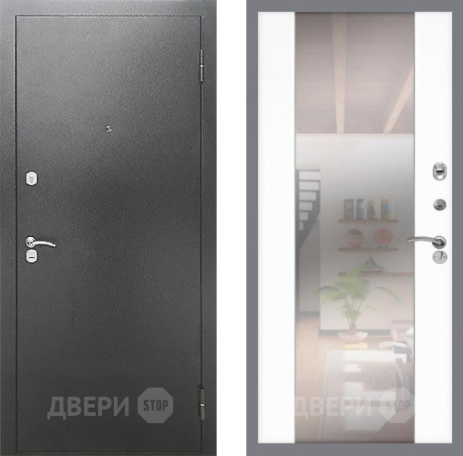 Входная металлическая Дверь Рекс (REX) Сити СБ-16 Зеркало Силк Сноу