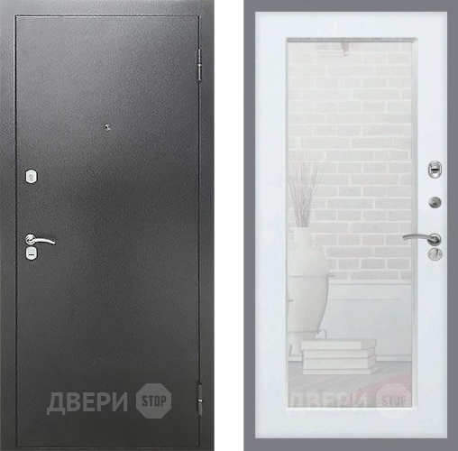 Входная металлическая Дверь Рекс (REX) Сити Зеркало Пастораль Силк Сноу
