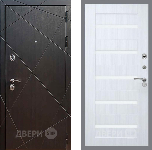 Входная металлическая Дверь Рекс (REX) 13 Венге СБ-14 стекло белое Сандал белый