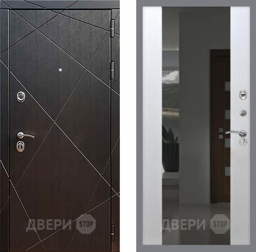 Входная металлическая Дверь Рекс (REX) 13 Венге СБ-16 Зеркало Белый ясень