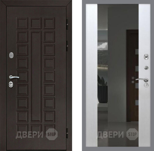 Входная металлическая Дверь Рекс (REX) Сенатор 3К СБ-16 Зеркало Белый ясень