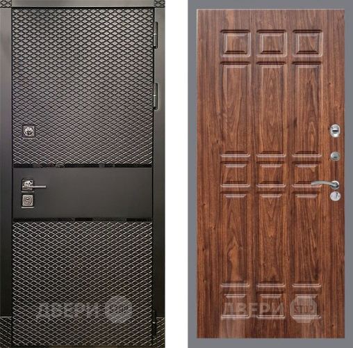 Входная металлическая Дверь Рекс (REX) 15 Черный Кварц FL-33 орех тисненый