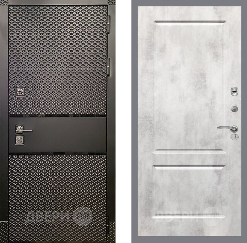 Входная металлическая Дверь Рекс (REX) 15 Черный Кварц FL-117 Бетон светлый