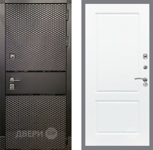 Входная металлическая Дверь Рекс (REX) 15 Черный Кварц FL-117 Силк Сноу