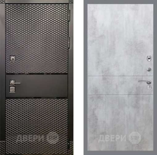 Входная металлическая Дверь Рекс (REX) 15 Черный Кварц FL-290 Бетон светлый