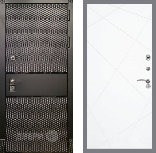 Входная металлическая Дверь Рекс (REX) 15 Черный Кварц FL-291 Силк Сноу