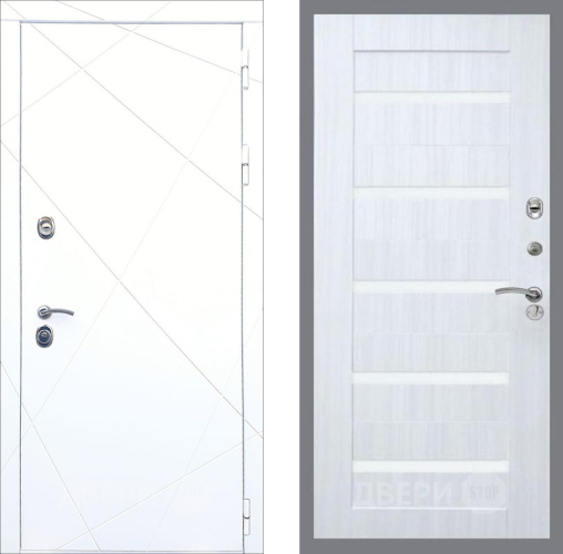 Входная металлическая Дверь Рекс (REX) 13 Силк Сноу СБ-14 стекло белое Сандал белый