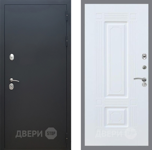 Входная металлическая Дверь Рекс (REX) 5 Черный Муар FL-2 Силк Сноу