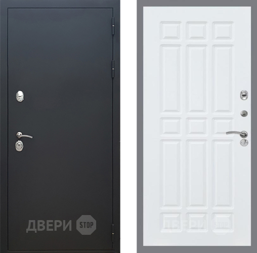 Входная металлическая Дверь Рекс (REX) 5 Черный Муар FL-33 Силк Сноу