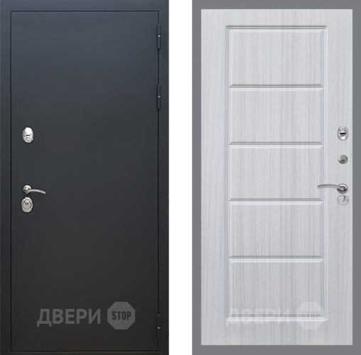 Входная металлическая Дверь Рекс (REX) 5 Черный Муар FL-39 Сандал белый