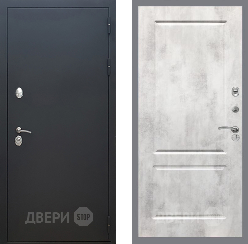 Входная металлическая Дверь Рекс (REX) 5 Черный Муар FL-117 Бетон светлый