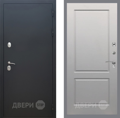 Входная металлическая Дверь Рекс (REX) 5 Черный Муар FL-117 Грей софт