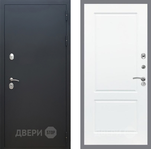 Входная металлическая Дверь Рекс (REX) 5 Черный Муар FL-117 Силк Сноу