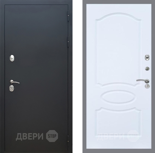 Входная металлическая Дверь Рекс (REX) 5 Черный Муар FL-128 Силк Сноу