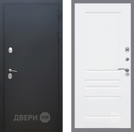 Входная металлическая Дверь Рекс (REX) 5 Черный Муар FL-243 Силк Сноу