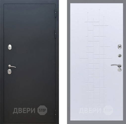 Входная металлическая Дверь Рекс (REX) 5 Черный Муар FL-289 Белый ясень