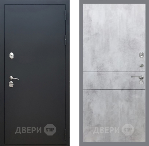 Входная металлическая Дверь Рекс (REX) 5 Черный Муар FL-290 Бетон светлый