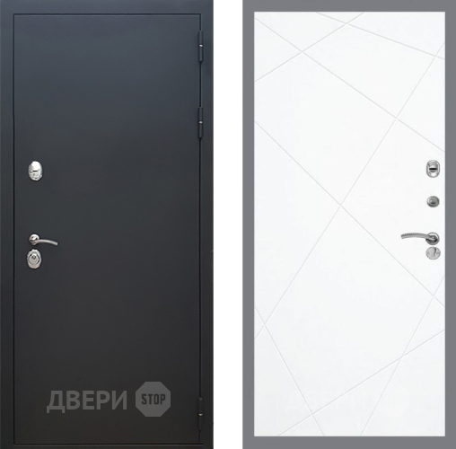 Входная металлическая Дверь Рекс (REX) 5 Черный Муар FL-291 Силк Сноу